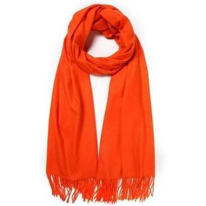 LARGE Soft Cashmere Silky Solid Shawl Wrap Scarf for Women Orange Red
